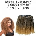 thumbnail image 1 of Ebo Brazilian Bundle Human Hair And Premium Mix Clip In Extension Kinky Curly 10” 4b 9 Pcs ( T1B/BG Off Black Burgundy ), 1 of 7