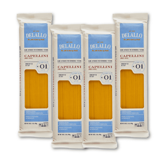 DeLallo Capellini Angel Hair Pasta, Non-GMO, 16 oz Bag, (4 Pack)
