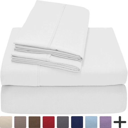 Premium 1800 Ultra-Soft Microfiber Collection Sheet Set - Double Brushed - Hypoallergenic - Wrinkle Resistant - Deep Pocket (Queen, White)