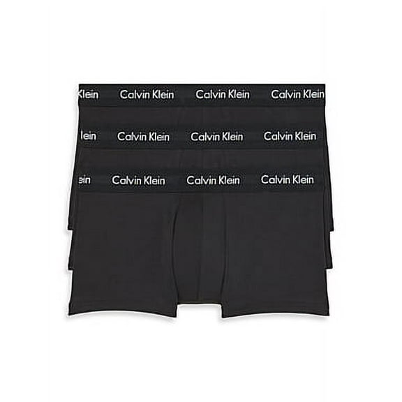 Calvin Klein BLACK Men's 3-Pack Cotton Stretch Low-Rise Trunks, US Large