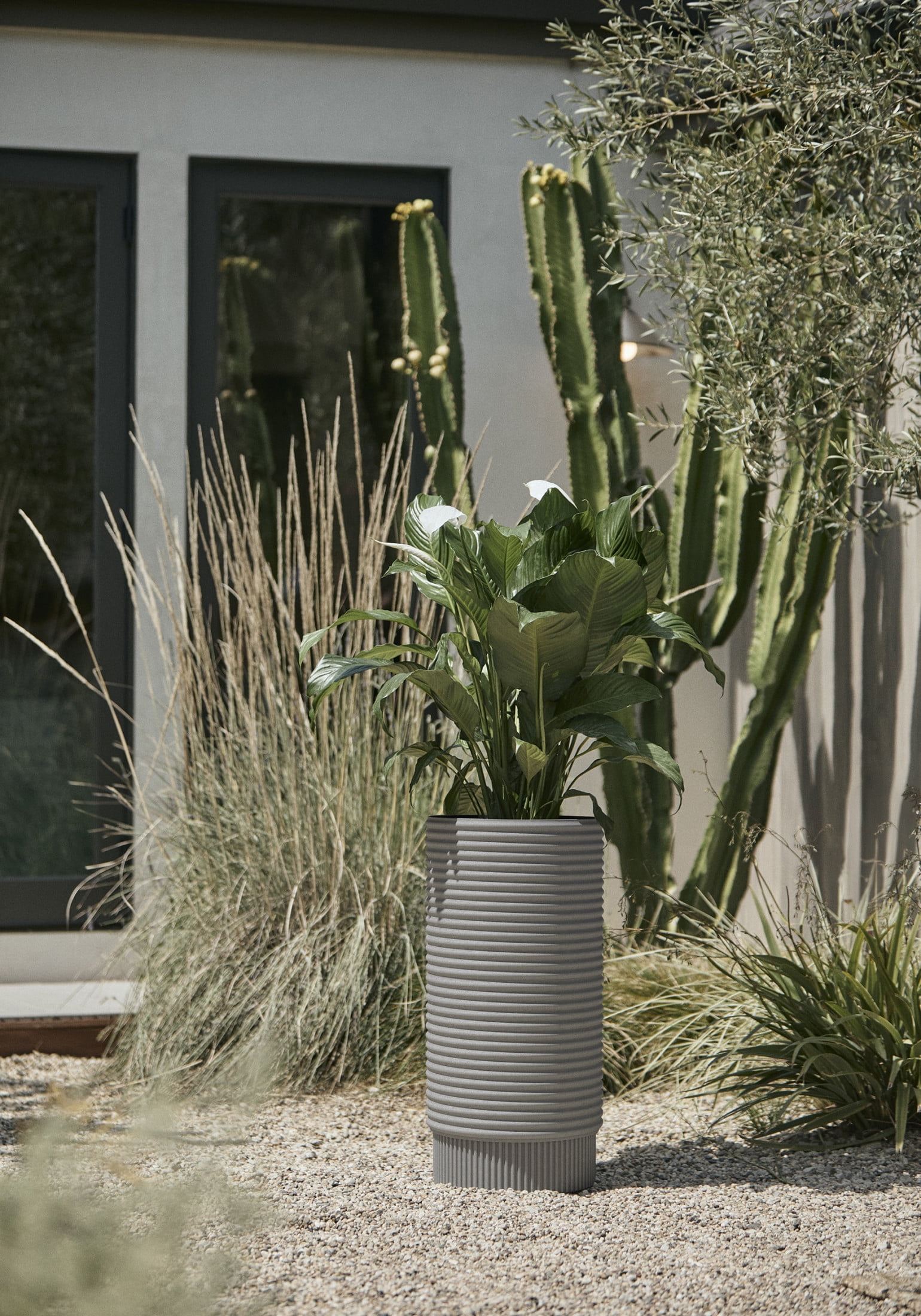 Veradek Mod Series 29" Plastic-Stone Extra Tall Planter - (Gray)