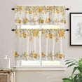 thumbnail image 2 of Grey Yellow Botanical Blossoms Kitchen Curtains Set, Farmhouse Valances Curtains Tier Rod Pocket Half Window Curtain 24 Inch Length, Spring Summer Floral Curtains for Living Room Bedroom, 2 of 6