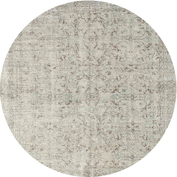 Ahgly Company Indoor Round Contemporary Rosy Brown Pink Abstract Area Rugs, 6' Round
