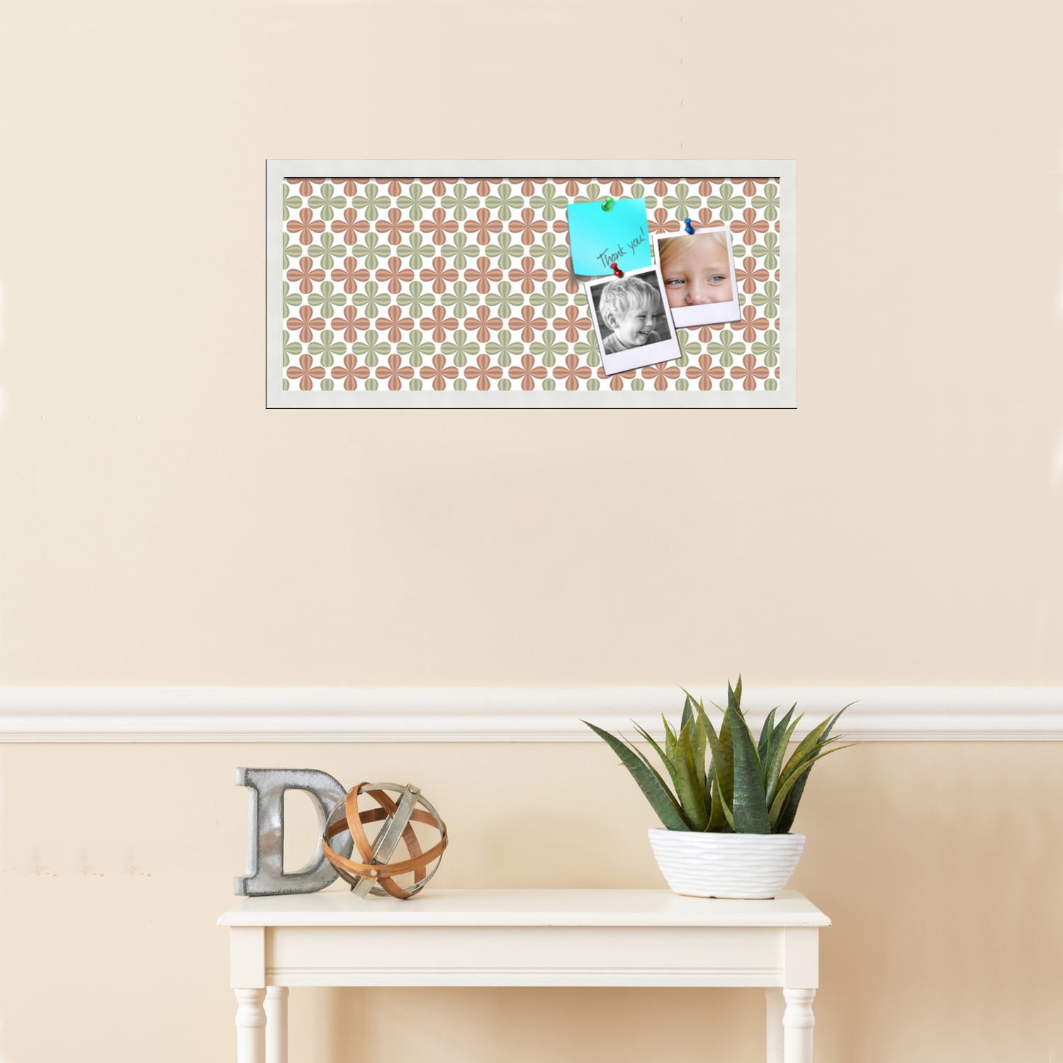PinPix ArtToFrames 26x10 Custom Cork Bulletin Board    Poster Board Has a Fabric Style Canvas Finish, Framed in Satin White Frame (PinPix-558)
