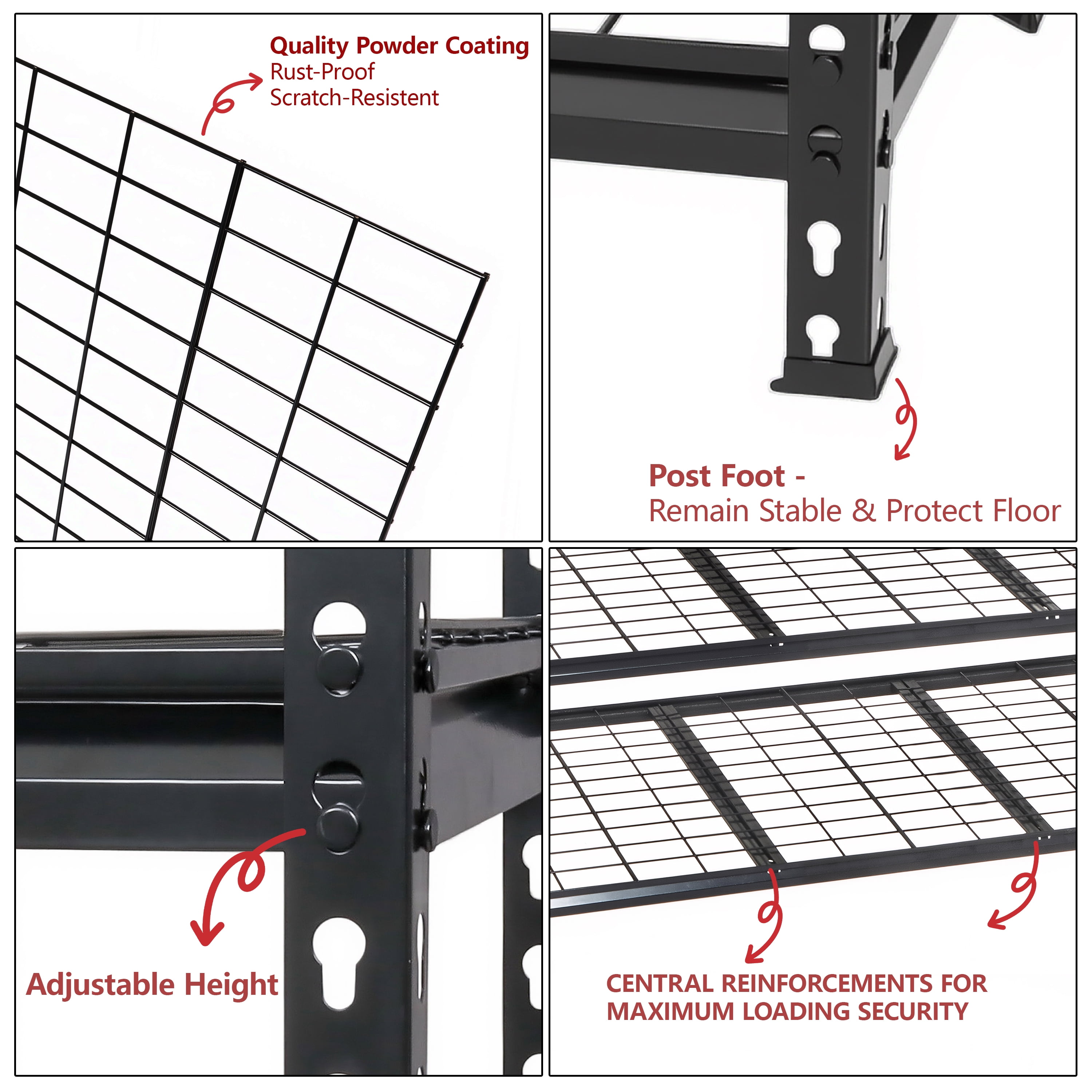 5-Tier Heavy Duty Metal Shelving Unit, Adiustable Storage Rack, Boltless Assembly, 4000 lbs Total Load Capacity, for Garage,Basement,Warehouse.Workshop, Black 48"W x 24"D x72"H