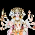 thumbnail image 6 of Hanuman Statue Murti 12 inches Large Gold Leaf Panchmukhi Hanuman Marble Blessing 5 Faces Hanuman Figurine Hanuman Hindu Monkey god of Devotion Power Energy Celibacy Bhakti Home Temple Gifts Sculpture, 6 of 7