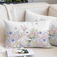 thumbnail image 2 of Easter Bunnies Pillow Covers 12"x20", Spring Cute Rabbits Floral Watercolor Soft Brushed Microfiber Breathable Throw Pillow Covers, Decorative Pillowcase with Zipper for Couch Sofa Bedroom, 2 of 9