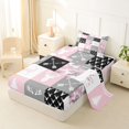 thumbnail image 2 of Castle Fairy Rustic Vintage Camo Deer Twin Sheets 3pcs,Geometric Plaid Bedding,Pink Gray White,1 Fitted Sheet, 1 Flat Sheet and 1 Pillowcase, 2 of 6