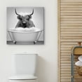 thumbnail image 4 of PixonSign Framed Canvas Wall Art Shetland Cow in Bathtub Black & White Print Funny Animal Bathroom Fine Art Whimsical Expressive Artwork for Home Decor -, 4 of 5