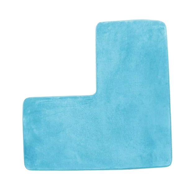 Alfombra de baño en forma de L, accesorios de baño, decoración del hogar, alfombra de baño lavable Azul cielo