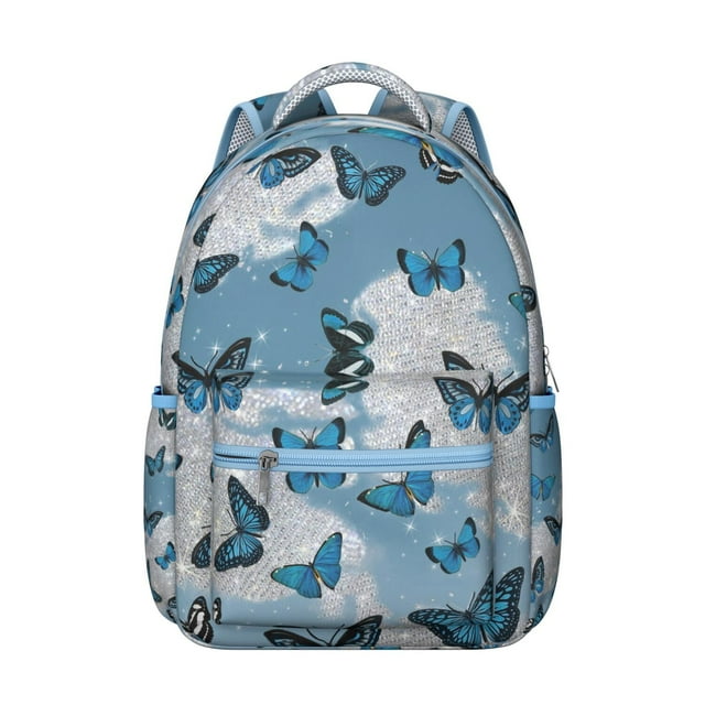 Butterfly Student School Backpack for Student Cute Colorful Floral Pattern Bookbag Artistic Aesthetic Design for Butterfly Lovers Tropical Fashion Style