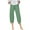 Green, variant on Aboser Womens Linen Pants Petite Summer Lounge Pants Comfy Cotton Linen Trousers Solid Elastic Waist Capri Pants Loose Fitting Cropped Pants with Pockets