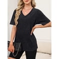 thumbnail image 4 of ANRABESS Womens Oversized Acid Washed T-Shirt Short Sleeve Vintage Casual V Neck Tops 2026 Summer Basic Tee Trendy Clothes Black Large, 4 of 8