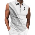 thumbnail image 2 of Dolkfu Gray Men Tops And Shirts Golf Mesh Sleeveless Collared Fashion Quarter Zip Patchwork Leisure Modern Turndown Collar Tank Top Gray,Xl, 2 of 5