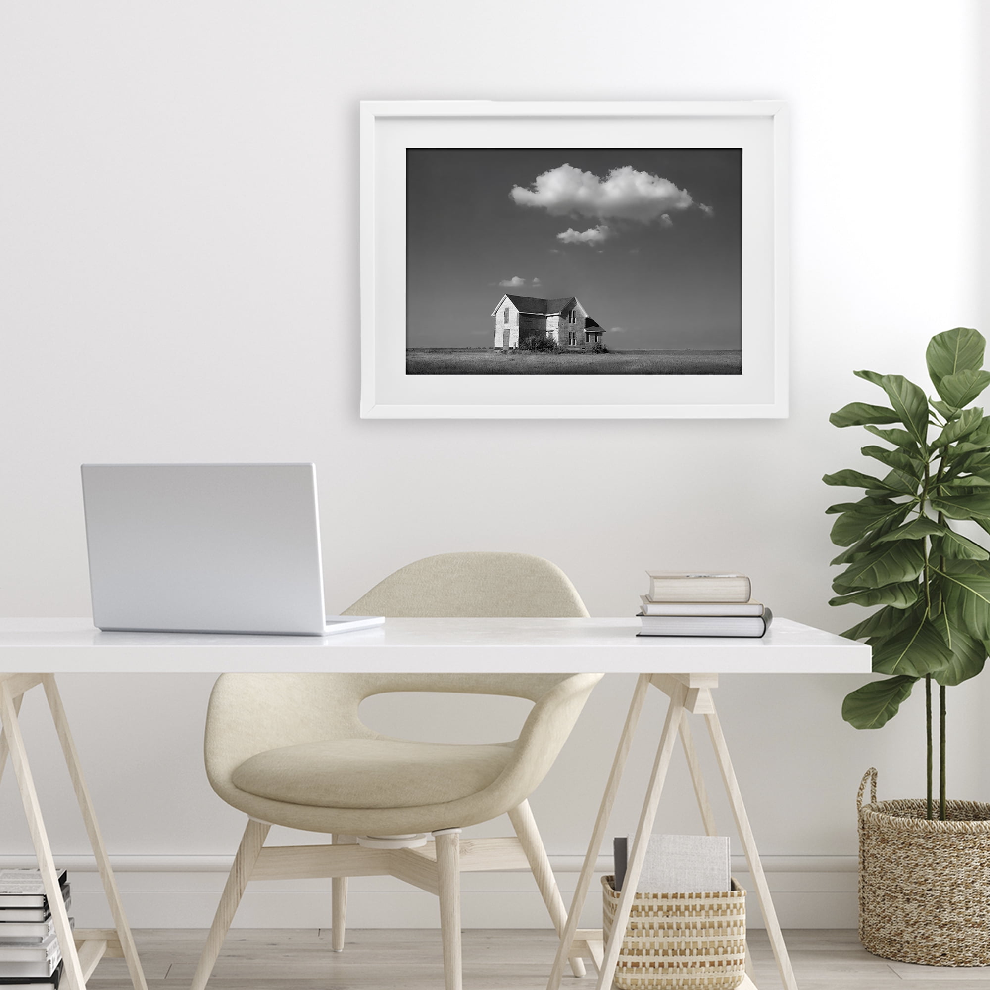 Stupell Industries Solitary Erstwhile Cottage White Framed Print Under Glass, design by Steve Toole
