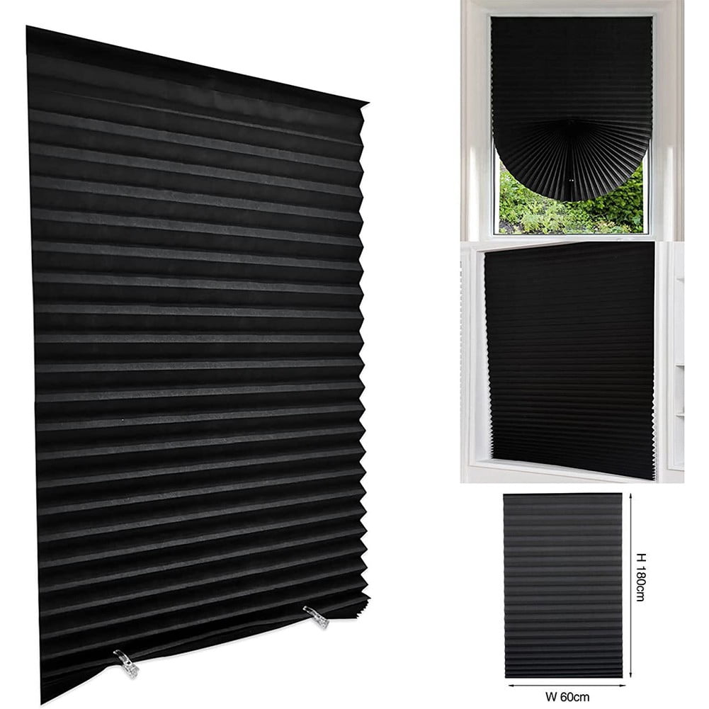 Folding Blind Full Blackout Curtains Privacy Screen Blackout Blinds for Window White