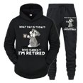 thumbnail image 2 of Conjunto de chándal para hombre nuevo "¿Qué día es hoy? ¿A quién le importa?" Sudadera con capucha y pantalón con estampado divertido de perro y café, conjunto de 2 piezas de pantalones de manga larga, 2 of 5