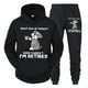 thumbnail image 2 of Conjunto de chándal para hombre nuevo "¿Qué día es hoy? ¿A quién le importa?" Sudadera con capucha y pantalón con estampado divertido de perro y café, conjunto de 2 piezas de pantalones de manga larga, 2 of 4