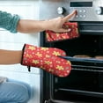 thumbnail image 2 of Red Christmas Gingerbread Man Pattern Kitchen Oven Mitt and Pot Holder Sets 2 Pcs for Baking, Cooking and Grilling, Heat Resistant Up To 392 °F, 2 of 7