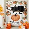 thumbnail image 4 of Shower Curtain 36"W x 72"L Welcome Thanksgiving Black Cat Pumpkins Fabric Shower Curtains Set with Hooks Water Repellent Bathroom Curtains Machine Washable Bathroom Accessories, 4 of 6