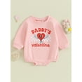 thumbnail image 2 of Newborn Baby Girl Boy Valentines Day Outfit Heart Letter Sweatshirt Bubble Romper Oversized Long Sleeve Bodysuits Cute Spring Clothes, 2 of 7