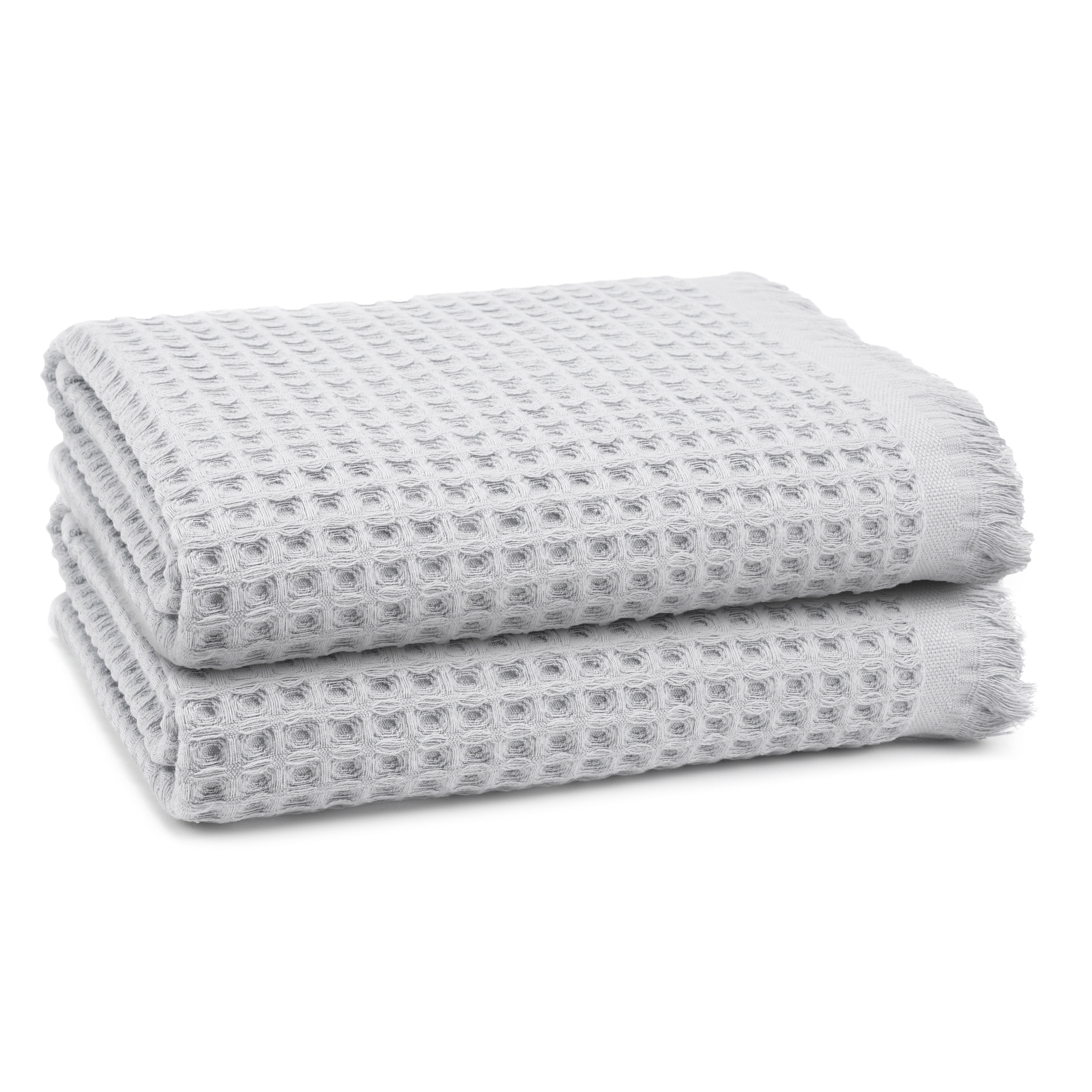 Lycia 2 Pcs Turkish Cotton Waffle Bath Towel