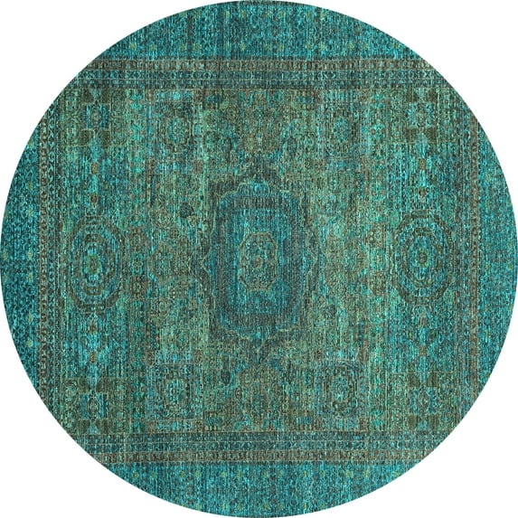 Ahgly Company Indoor Round Abstract Light Blue Modern Area Rugs, 6' Round