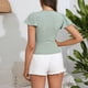 thumbnail image 5 of Camiseta de punto de manga corta con cuello en V y cuello en V para mujer, 5 of 7