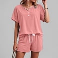 thumbnail image 2 of YDFCWXW Two Piece Outfits for Women Lounge Sets Button Down Top and Shorts Set Sweatsuits with Pockets (Pink, XS), 2 of 5
