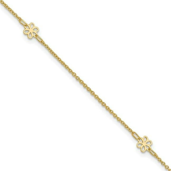 Primal Gold 14 Karat Yellow Gold Flowers Anklet