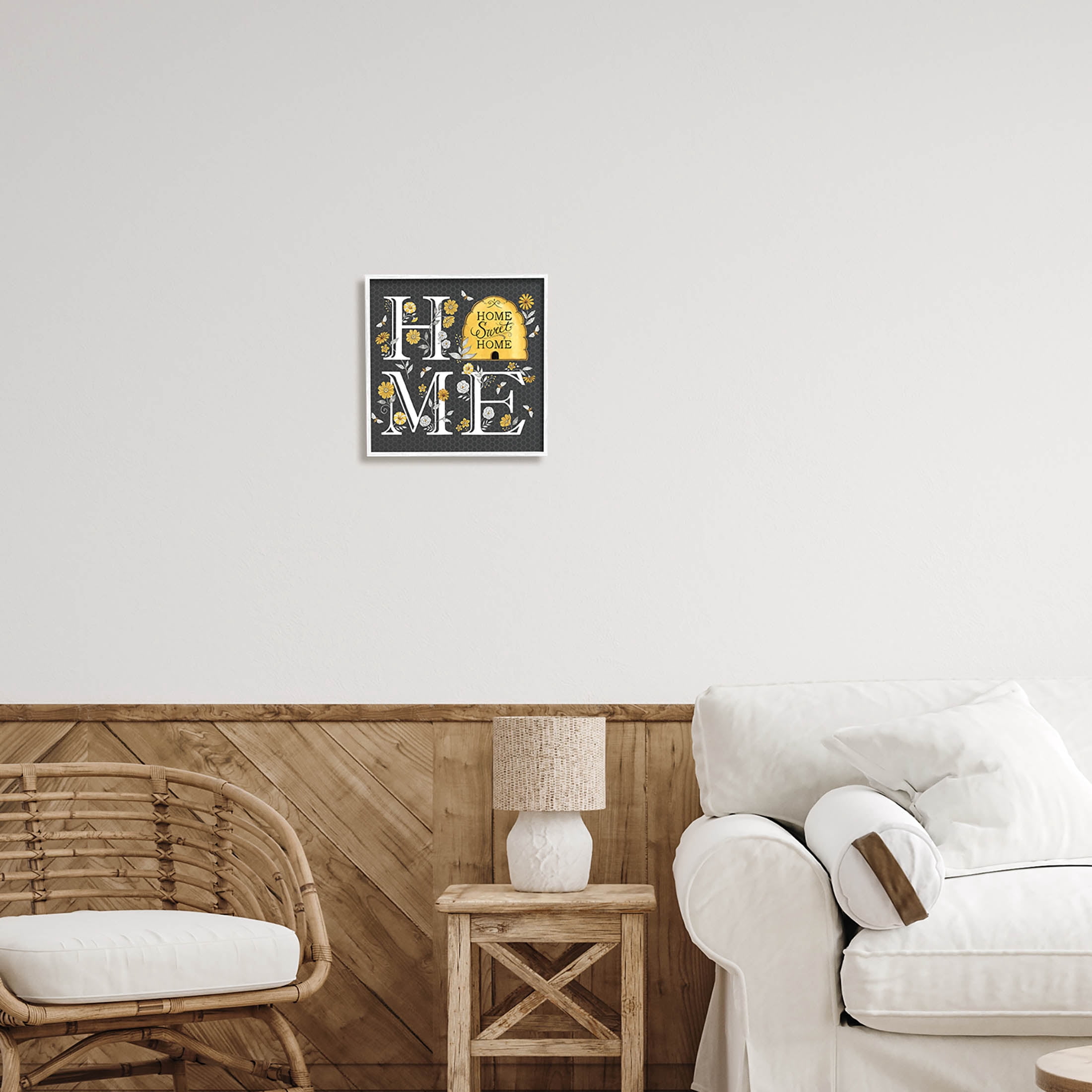 Hive Pattern Sweet Home Botanicals Animals & Insects Graphic Art White Framed Art Print Wall Art