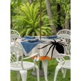 thumbnail image 2 of Outdoor Tablecloth with Umbrella Hole and Zipper, Halloween Round Table Cloth 54 Inch Waterproof Tablecloth, Orange Beige Spi-der Stars Halloween Picnic Table Cover for Patio Camping, 2 of 7