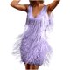 thumbnail image 1 of Moda mujer Sexy cuello en V Color sólido borla vestido sin mangas falda corta Pompotops ghjkhdj9278, 1 of 5