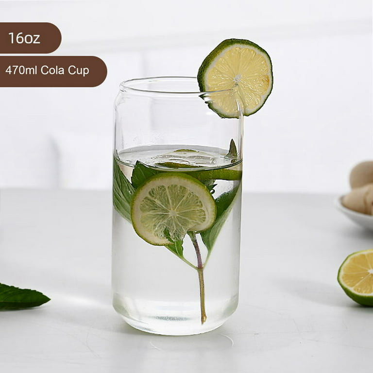 Drinking Glass Mugs with Bamboo Lids and Straws 470ml Drinking Jar Wide Mouth Drinking Clear Glasses Coffee Cups, Size: 470 ml