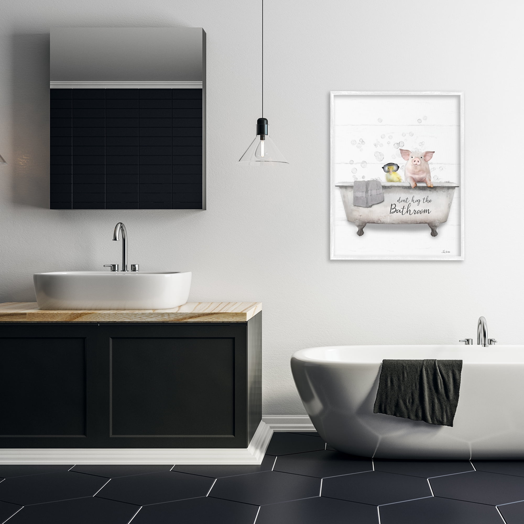 Stupell Industries Don't Hog Bathroom Typography Painting White Framed Art Print Wall Art, 24 x 30