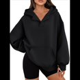 thumbnail image 2 of Sudadera con Capucha de Gran Tamaño con Cuello en V y Abertura para el Pulgar para Mujer, Estilo Y2K, Moda de Otoño. Negro S, 2 of 8