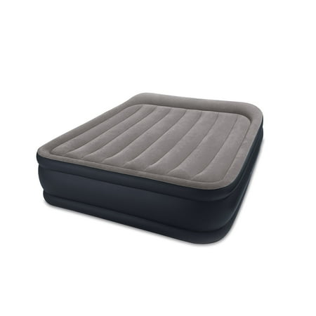 Lux Bow - Intex Deluxe Pillow Rest Raised Blow Up Air Bed Mattress w/ Built In Pump, Queen