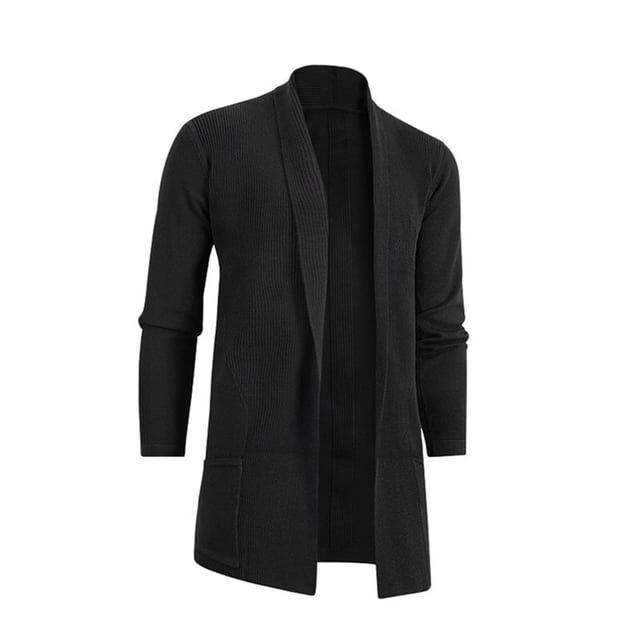 Kmbangi Cardigan pour Homme, Col Châle, Manches Longues, Cardigan Long Tricoté, Cape Drapée Décontractée d'Automne pour Mode Urbaine