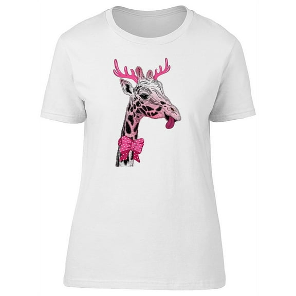 Lovely Hipster Antler Giraffe T-Shirt Women -Image by Shutterstock, Female Medium