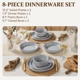 thumbnail image 3 of Vesteel Dinnerware Sets for 2, 8-Piece Stoneware Plates and Bowls Set, Dishes Set for Home Restaurant, Microwave and Dishwasher Safe, Light Grey, 3 of 11