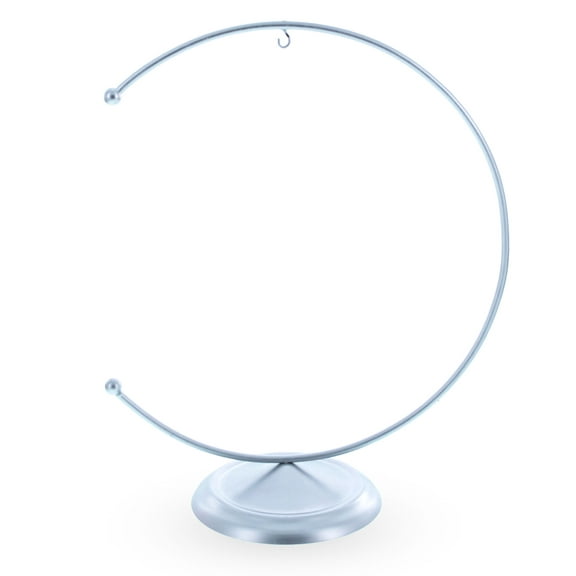 Crescent Moon Silver Metal Ornament Display Stand 8.8 Inches (Poland)