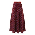 thumbnail image 4 of Skirt Cozy High Waist Flowy Plaid Maxi Skirt Side Slit A Line Boho Long Skirt For Everyday Wear Versatile Outfits Red S, 4 of 5