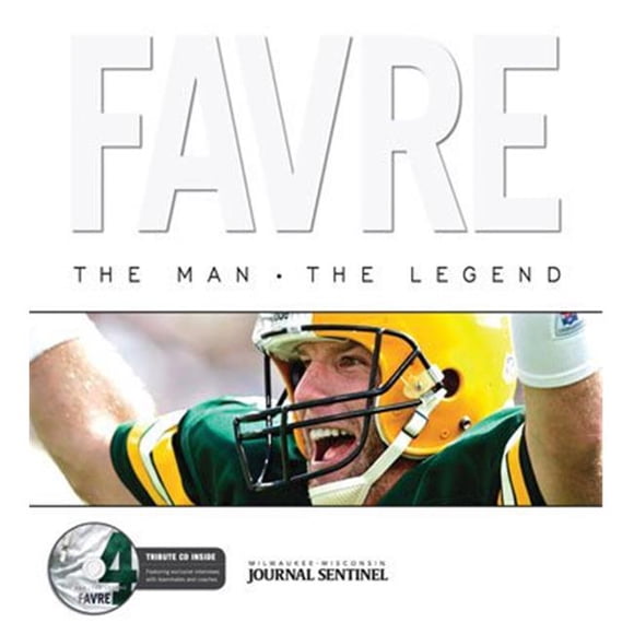 Athlon Sports CTBL-022137 Green Bay Packers Favre - The Man, The Legend with CD- Hardcover Book 2008 - Brett Favre