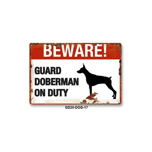 Señal de advertencia Beware Guard Doberman On Duty de PVC, 10 unidades/lote