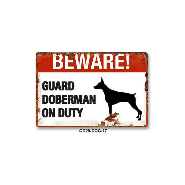 Señal de advertencia Beware Guard Doberman On Duty de PVC, 10 unidades/lote
