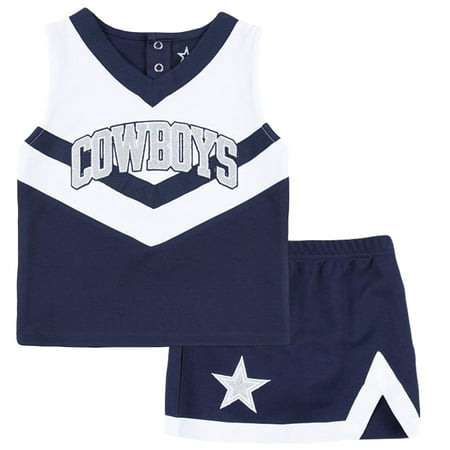 Girls Toddler Navy Dallas Cowboys Cheer V-Neck T-Shirt and Skirt