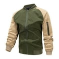 thumbnail image 1 of Dagegui Lightweight Bomber Jackets for Men Trendy Patchwork Zip Up Coats Spring Fall Outdoor Active Jacket with Pockets Army Green M, 1 of 3