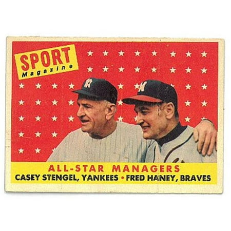 RDB Holdings & Consulting CTBL-020093 Casey Stengel & Fred Haney 1958 Topps AL All Star Managers Baseball Trading Card No.475 - Minor Surface