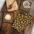 thumbnail image 5 of Black Small Sunflower Pattern Kitchen Oven Mitt and Pot Holder Sets 4 Pcs for Baking, Cooking and Grilling, Heat Resistant Up To 392 °F, 5 of 7