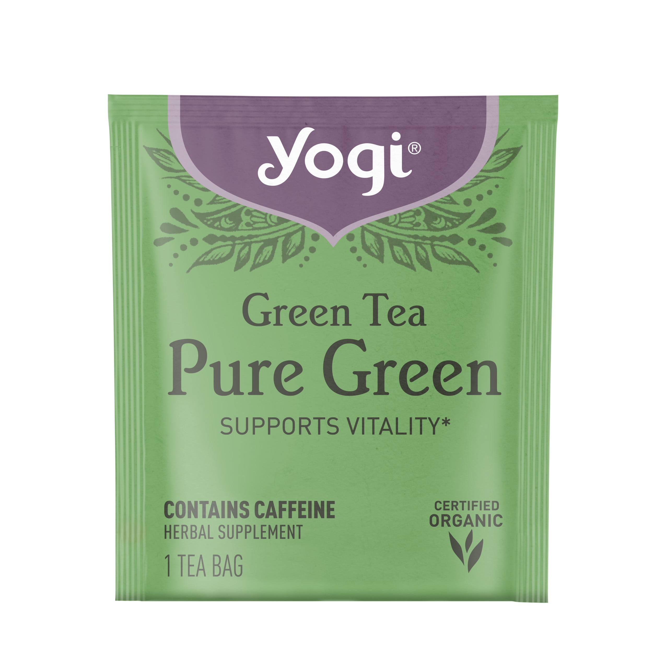 Yogi Tea Green Tea Pure Green, Organic Tea, Wellness Tea Bags, 6 Boxes of 16